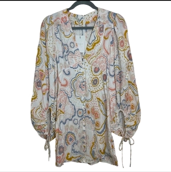 $295 TED BAKER Thelia Paisley Print Exaggerated Sleeve Mini Dress Size 2 - Picture 7 of 13